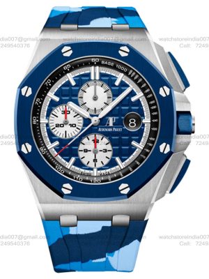 Audemars Piguet Royal Oak Offshore 26400 1:1 Super Clone Replica Watch | Blue Camouflage Strap | 3126/3840 Swiss Clone Movement