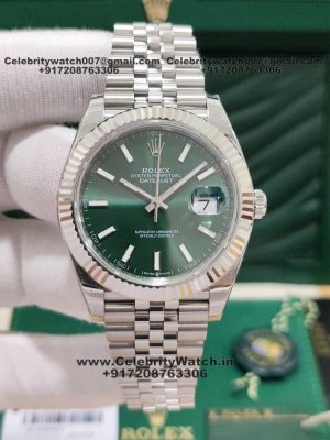 rolex datejust mint green replica watch