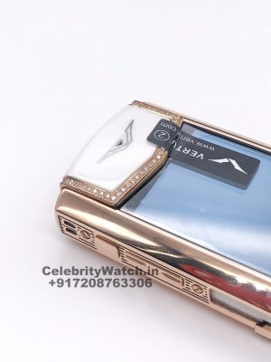 Vertu Signature White Ceramic Red Gold Diamonds