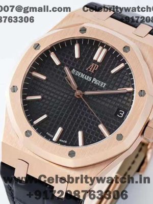 ap royal oak leather strap watch