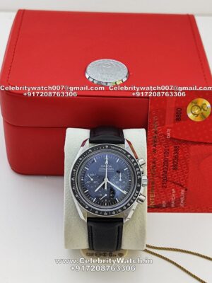 omega moonwatch leather strap watch